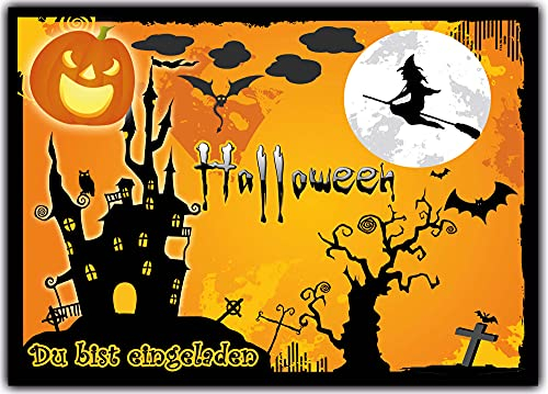Kartenuniversum Halloween Einladung zur Halloweenparty Einladungskarten Grusel-Party Horror-Party Geburtstag Sarg Kindergeburtstag Kinder (Schloß)