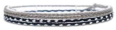Made by Nami Boho Surfer-Armband 2-er Set Damen & Herren - Handmade Strand Festival Accessoires - Verstellbar - Freundschaftsarmbänder geflochten Mädchen Stoff-Armband (Schwarz & Grau)