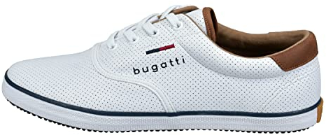 bugatti Canvas Sneaker aus Baumwolle, Low-Top-Leinenschuh mit Flexibler Sohle, Weiß, 45 EU