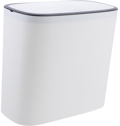 Mipcase Narrow Trash can with Lid 12.4 Inch Slim Push-Type Waste Bin for Kitchen Bathroom Office Odour Control Household Use