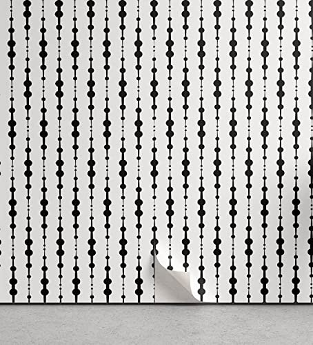 ABAKUHAUS Abstrakt abziehbare & klebbare Tapete für Zuhause, Monochrome Linien Dots, selbstklebendes Wohnzimmer Küchenakzent, 33 cm x 250 cm, Schwarz-Weiss
