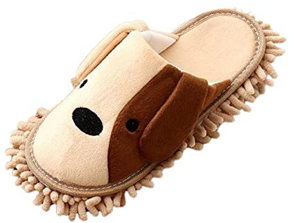 Milageto 1 Par de Zapatillas de Que Cubren El Suelo, Pulido, Limpieza de Polvo, Calcetines, Zapatos, สีกากี