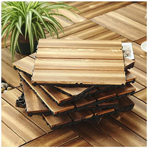 Holzfliesen 30x30cm Terrassenfliesen, Balkonfliesen mit Drainage Klicksystem, Zuschneidbar Wasserdicht Klickfliesen Holzfliesen für Veranda, Pool, Balkon, Hinterhof, Badezimmer, Garage,10 PCS
