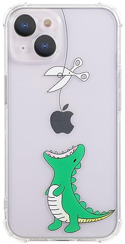 CHEORFAY Cover iPhone 14, Custodia Trasparente Sottile Morbido Flessibile Silicone TPU Antiurto Protettiva, Carina Estetica Disegni Motivo per iPhone 14 - Dinosauro