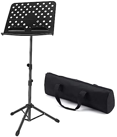 Buhelyc Klappbarer Notenhalter, NotenstäNder Tragbar mit Wasserdichter Tasche, rutschfest, Einstellbarer HöHenwinkel, für Gitarren-, Ukulele- Und Geigenspieler