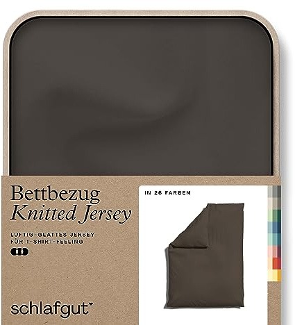 schlafgut Knitted Jersey Bettwäsche 135x200 cm Bio-Baumwolle, Sand Deep | Bettbezug, Deckenbezug, Sand, Jersey, mit Elasthan, faltenfrei, bügelfrei, OEKO-TEX