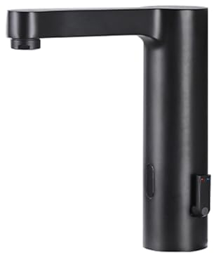 XJTNLB Wasserhahn mit Sensor Schwarz Infrarot Sensor Wasserhahn mit Einstellbarem Temperaturbegrenzer Wasserhahn Badezimmer Einhebelmischer Waschbecken