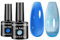 Senvenski Blue Jelly Gel Nail Polish Kit - Ice Pearl Glass Blue Translucent Colours with Milky Sheer Finish | Vegan UV/LED Nail Art Kit Gift for Women Manicure Salon DIY(CS2-016)