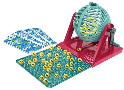 Luwecf Bingo Spielset, Eltern Kind Spiele, Vintage Handkurbel Bingobälle mit Käfig Bingo