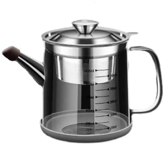 BYWXW Glas Fettfilter Ölbehälter, lebensmittelkontakt Fett Behälter mit feinmaschigem Sieb,Glas Ölsieb Topf für die Lagerung von Frittieröl und Speisefett(Size:1000ML)