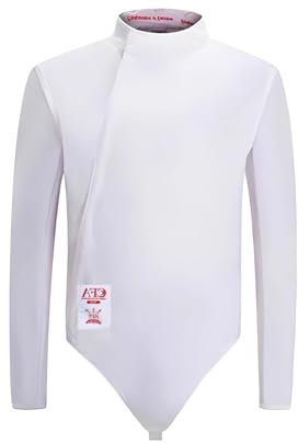 KXJPIZIYB Oberteil für Fechtuniform Aus Eisseide, Schutzkleidung für Fechter, Fechtausrüstung für Florett/Degen/Säbel, 450N-Wettkampfuniform(White Left Hand,40#)