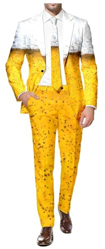 Bauzuoyo Tuta da uomo per Oktoberfest, costume da birra, costume da carnevale, feste, cosplay, vestito fantasia, stampa 3D, giacca da uomo e pantaloni da tuta, 2 pezzi