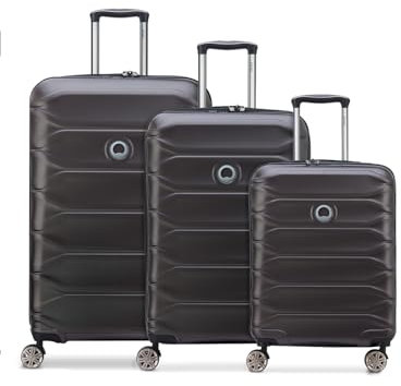 DELSEY PARIS Juego de maletas de 3 piezas para hombre y mujer | Carros de viaje 50 x 32 x 78 cm de alta calidad, material de policarbonato resistente | Extensible y mango telescópico | Serie Meteor