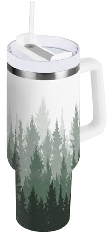 susiyo 40oz Stainless Steel Vacuum Insulated Tumbler with Lid and Straw,Evergreen Conifer Double Wall Thermal Tumbler Cup Leak Resistant Water Bottle Travel Mug for Sports School Work Car
