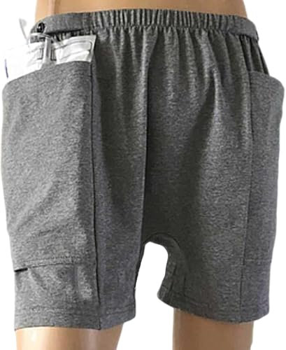 GEDRACKPMYN Unterwäsche mit Urindrainagebeutel für ältere Menschen, Kleidung zur Stomapflege, Hosen zur Inkontinenzpflege, Doppeltaschen-Design (ohne Urinbeutel),M,Black