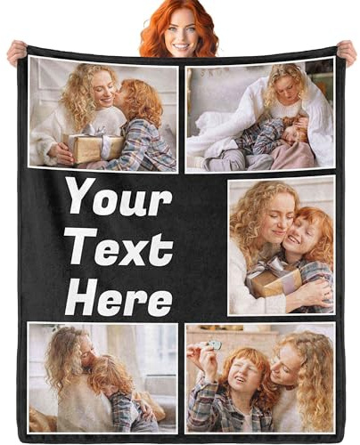 ERICAT personalisierte Decke Foto und Text,Decke personalisiert Baby Decke,kuscheldecke personalisiert,kuscheldecke mit Foto,selbst gestalten Geschenke für Mama, Papa, Paare, Freundin, Freund