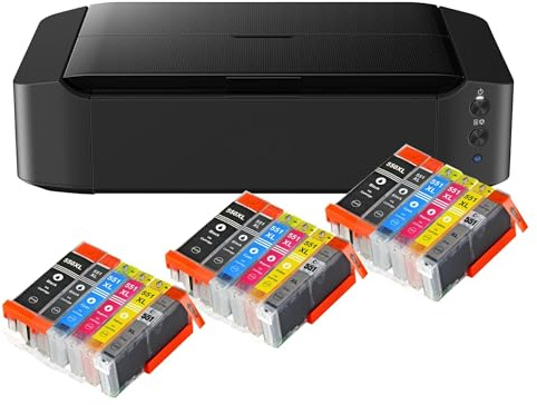 IC-Office IP8750 Farbtintenstrahl Drucker (Drucken, CD-Druck, A3, WLAN, AirPrint) schwarz + 18 XL Tintenpatronen