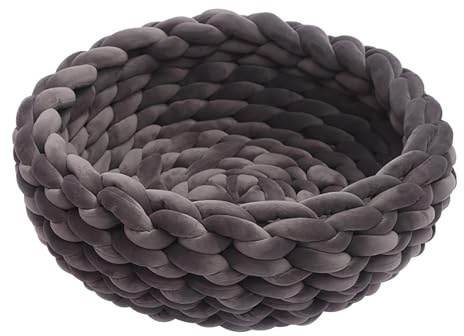 Panier en coton tricoté pour animal de compagnie - Panier et tendance pour chat et chien en fil grossier | Niche chaude et douce pour chat et chien, panier rond confortable pour animaux de