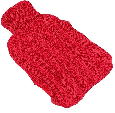 Confortevole Borsa per l'acqua Calda in Gomma con Copertura Anti-mano, Isolata per Alleviare il Dolore, Design Facile da Riempire, Include una Comoda Copertura in Maglia (Natale