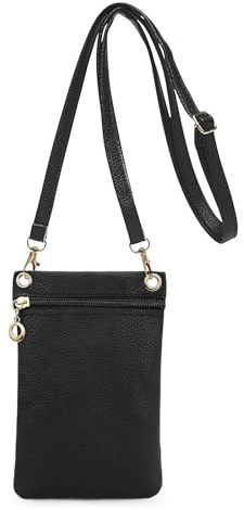 Energather Small Phone Bag, Soft PU Leather Mobile Phone Bags for Women, Mobile Phone Pouch Bag Crossbody Phone Bag (black)