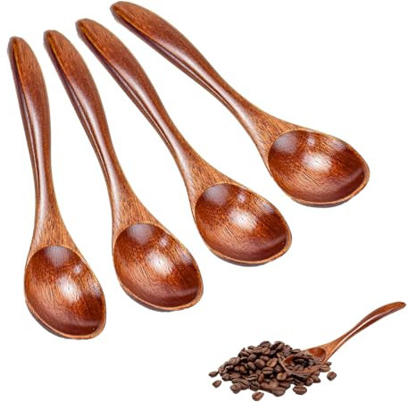KNGNGK Cuillères en Bois d'Olivier 13x3cm - Ustensile de Cuisine pour Thé, Café, Miel