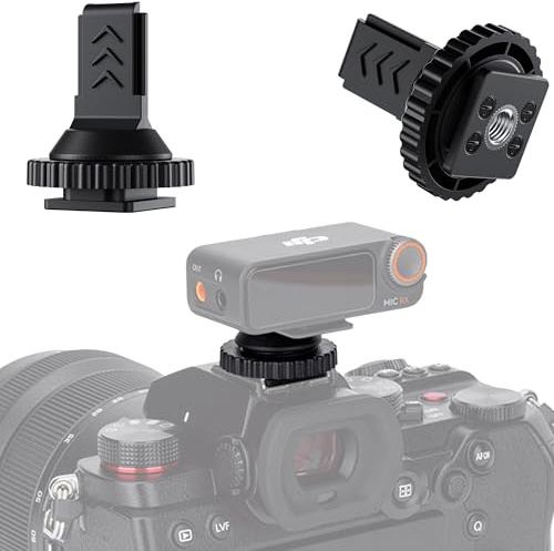 JJC Kamera Adapter für DJI Mic 2 Empfänger Kaltschuh Blitzschuh Halterung | Mikrofon Kabellos Cold Shoe Adapter mit 1/4-20 Gewinde für DSLR Spiegellose Kamera & Stativ, Halterung Nur für DJI Mic 2