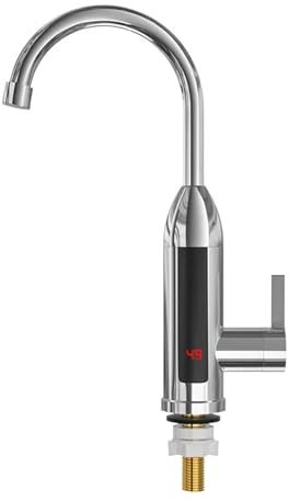 TIEOAXFT 3000W 220 Electric Kitchen Water Heater Tap Instant Hot Stainless Steel 360° Adjustable Faucet Heater Cold Heating Faucet(Silver)