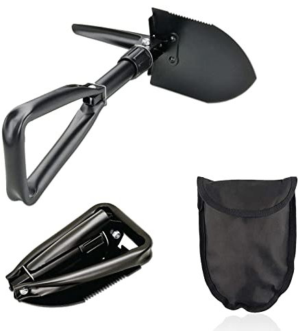 Folding Shovel, Folding spade 46.5CM, Lightweight Folding Shovel, High Carbon Steel Entrenching Tool, High Carbon Steel Portable Digging Trowels, Detachablewith Carrying Bag