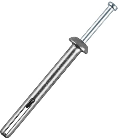 1/4 x 2-1/2Hammer Drive Nail-in Anchors 25 Pack – Cement Wall Anchors for Concrete Brick Block – Zinc Plated Masonry Fasteners for Electrical Boxes, Brackets, Frames