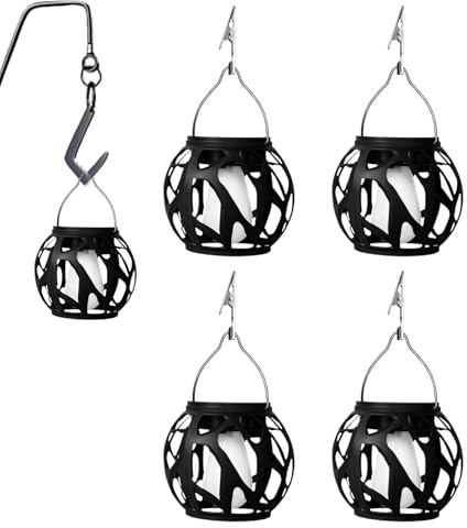 Faroles solares para exteriores, linterna solar impermeable, farol colgante, bombilla LED, luz 4 unidades, decoración de valla de jardín para balcón, porche, camping