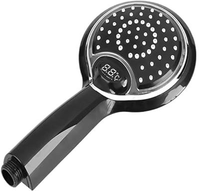Cabezal de ducha LED con sensor digital, control de temperatura, 3 colores, rociado de lluvia, ahorro de agua, alta presión, cabezal de ducha grande para baño(Black)