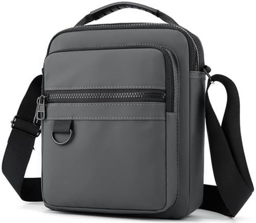 Hjkiopc Bandoleras Hombre Bolso de Hombro Bolsas de Mensajerode Negocios Bolso de Mano Mariconeras Impermeable Pequeña Crossbody Bag Shoulder para Casual Festivales (Gris-1)