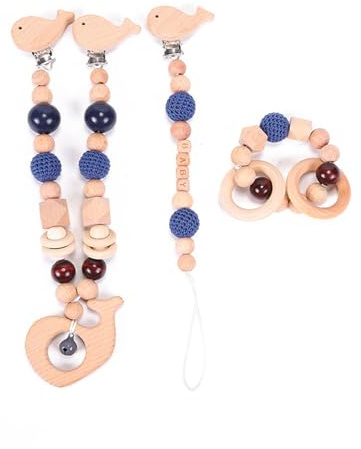 Ueiwffzo 3 Stück Kinderwagenspielzeug Niedliche Tierform Kinderwagen Kette Holz Tiere-Elefantenkette, Baby Wagenkette, Babyschale Spielzeug für Babygeschenke zur Geburt (Wal)