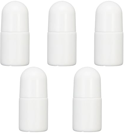 Pack of 5 Deodorant Rollers for Filling, Sun Cream Roller Refillable, Deodorant Roller for Self-Filling, Empty Roll-On Bottle, Sun Cream Applicator, Refillable, Self-Filling for Cosmetics, Essential