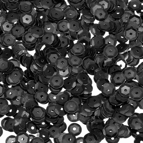 QUARKZMAN 1400Pcs Lentejuelas Sueltas Con Respaldo Plateado Negro | Para Bordado Y Manualidades De Joyería
