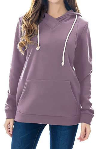 Smallshow Nursing Hoodies Fleece Maternity Sweatshirt for Breastfeeding Misty Lilac S