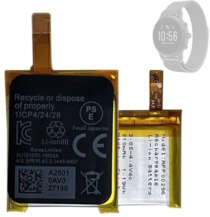 HIGHAKKU Batterie de rechange APP00296 compatible avec la montre connectée Apack Fossil Gen 5 Fossil Julianna HR FTW6035