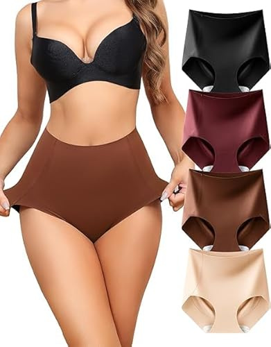 Levao Shapewear Bragas Moldeadoras de Cintura Alta sin Costuras para Mujer Bragas Moldeadoras de Cintura Alta Transpirables para Mujer (Paquete de 4, Tallas S-XXL)