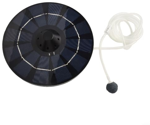 Eawfgtuw Aérateur de bassin à énergie solaire 2,5 W avec batterie, design flottant, tuyau d'air et pierre à bulles, pour bain d'oiseaux, aquarium, fontaine et jardin