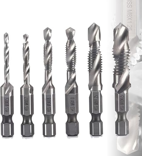 6 Pcs Metric M3-M10 Combination Drill and Tap Bit Set for Metal | Rust-Black Coating for Threading Hard Steel, Aluminium and Metalwork