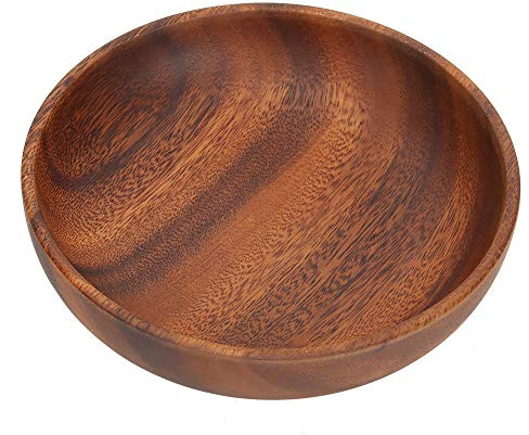 ZAWELIYO Bol à Collation en Bois, Ensemble de Bols de Service en Bois Naturel pour Salade, Soupe aux Fruits, Petit Plat Poli à la Main pour café et Restaurant à Domicile (17,5 * 4cm)