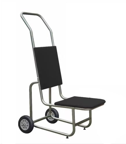 Chariot de chaise empilable avec roulettes pour un transport sans effort et un rangement compact, parfait pour les événements et les banquets