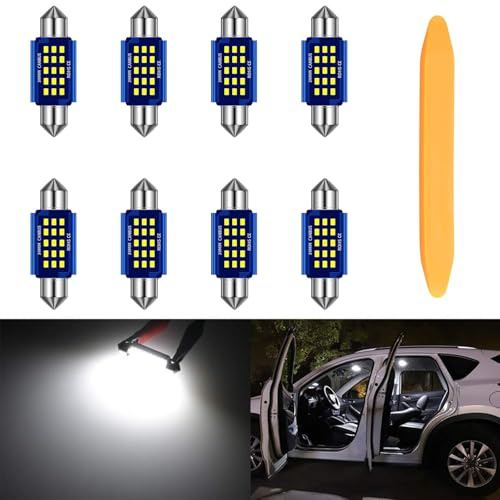 SUCANY 39MM Festoon C5W LED Bombillas,6418 6461 Luces LED Coche,CANBUS,12V/24V 6500K(Blanca) 330LM 1.5W 12SMD 2016 Chipset,para La iluminación Interior y Las Luces de La Matrícula (8 Piezas)