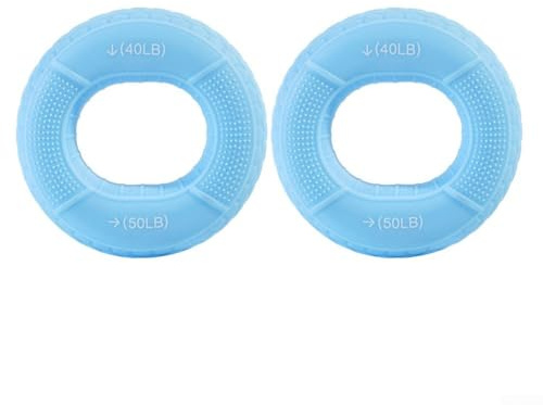 Lot de 2 anneaux d'extension carpien en silicone pour avant-bras et doigts pour la préhension, le pincement, l'escalade et le fitness - 75 g, 7,5 cm - Tous âges (bleu)