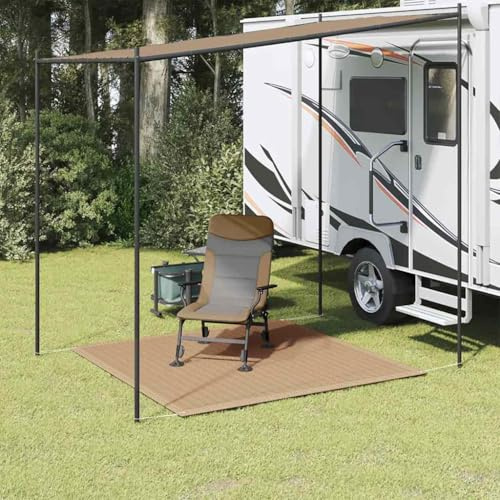 GeenYuu Zeltteppich 200x200 cm Taupe aus hochdichtem Polyethylen wetterbeständig atmungsaktiv mit Ösen zur Befestigung für Camping Wandern Outdoor Terrasse