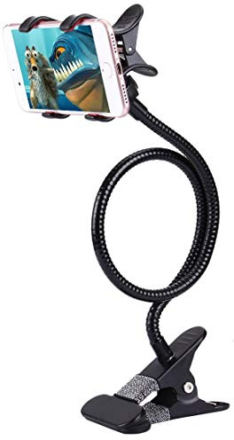 DFV mobile - Support à Bras Long en Métal Flexible avec Pince pour Téléphone et Pince de Bureau. Multifonction: Bureau,Tête de Lit, Voiture, Canapé. Compatible avec GOCLEVER Quantum 2 500 Lite - Noir