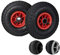 Relaxdays 2er Set Sackkarrenrad, 3.00-4, luftbereift, Ersatzrad mit Kunststofffelge, 260x85mm, Ø Achse 25mm, schwarz-rot