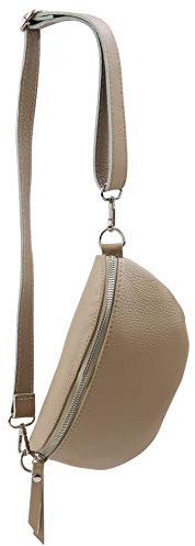 SH Leder ® echt Leder Hüfttasche Damen Herren unisex Gürteltasche für Festival Reise Bauchtasche kleine Crossbody Bag Frauen Ledertasche 23x12cm Ava G292 (Helltaupe)