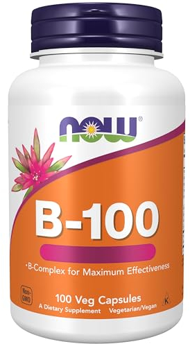 Now Foods, B-100, Vitamine B-Complex, Hautement Dosé, avec PABA, 100 Capsules végétaliennes, Testé en Laboratoire, Sans Gluten, Sans Soja, Végétarien, Sans OGM