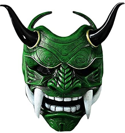 Halloween- , japanische Energie, rotes Gesicht des Teufelskönigs, japanischer -Gesichtsschutz und Rollenspielszenen des japanischen Geist- -Khania